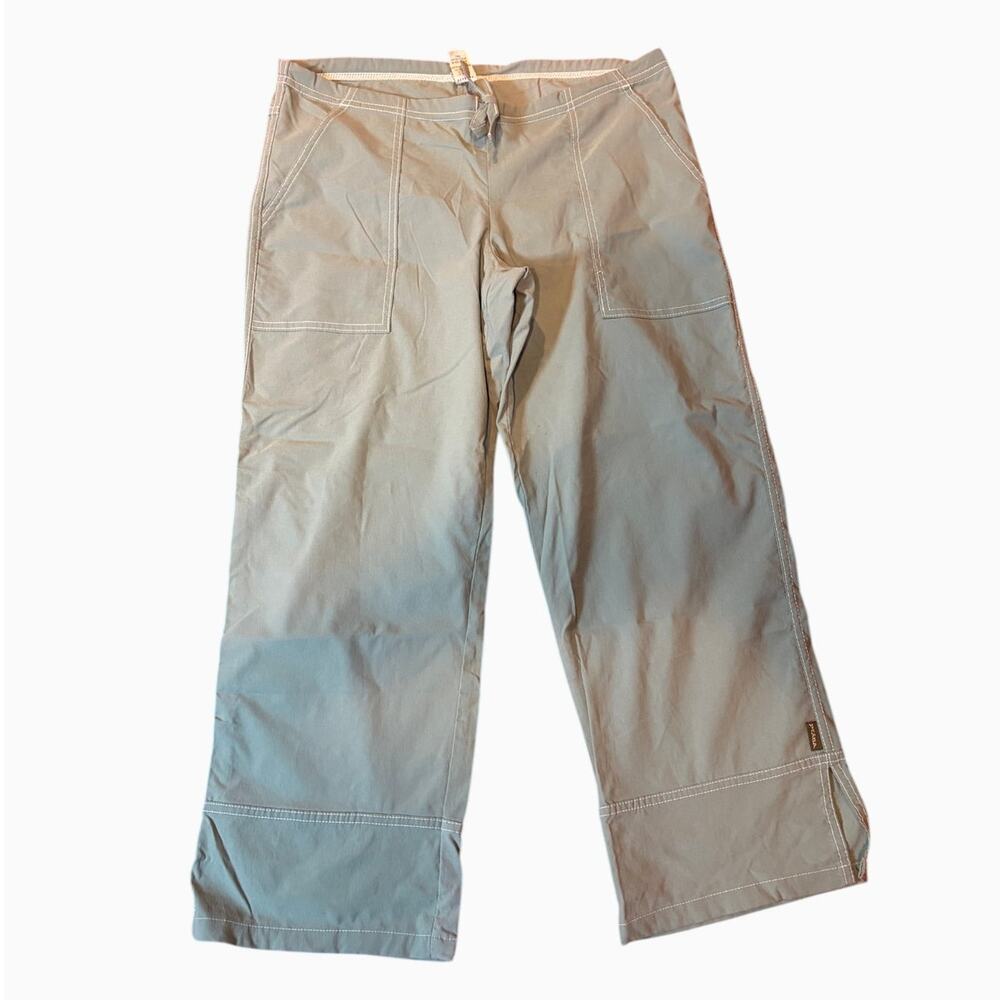 prAna Women's Cropped Pants MEDIUM Sage Green Straight Leg Pull On Lightweight